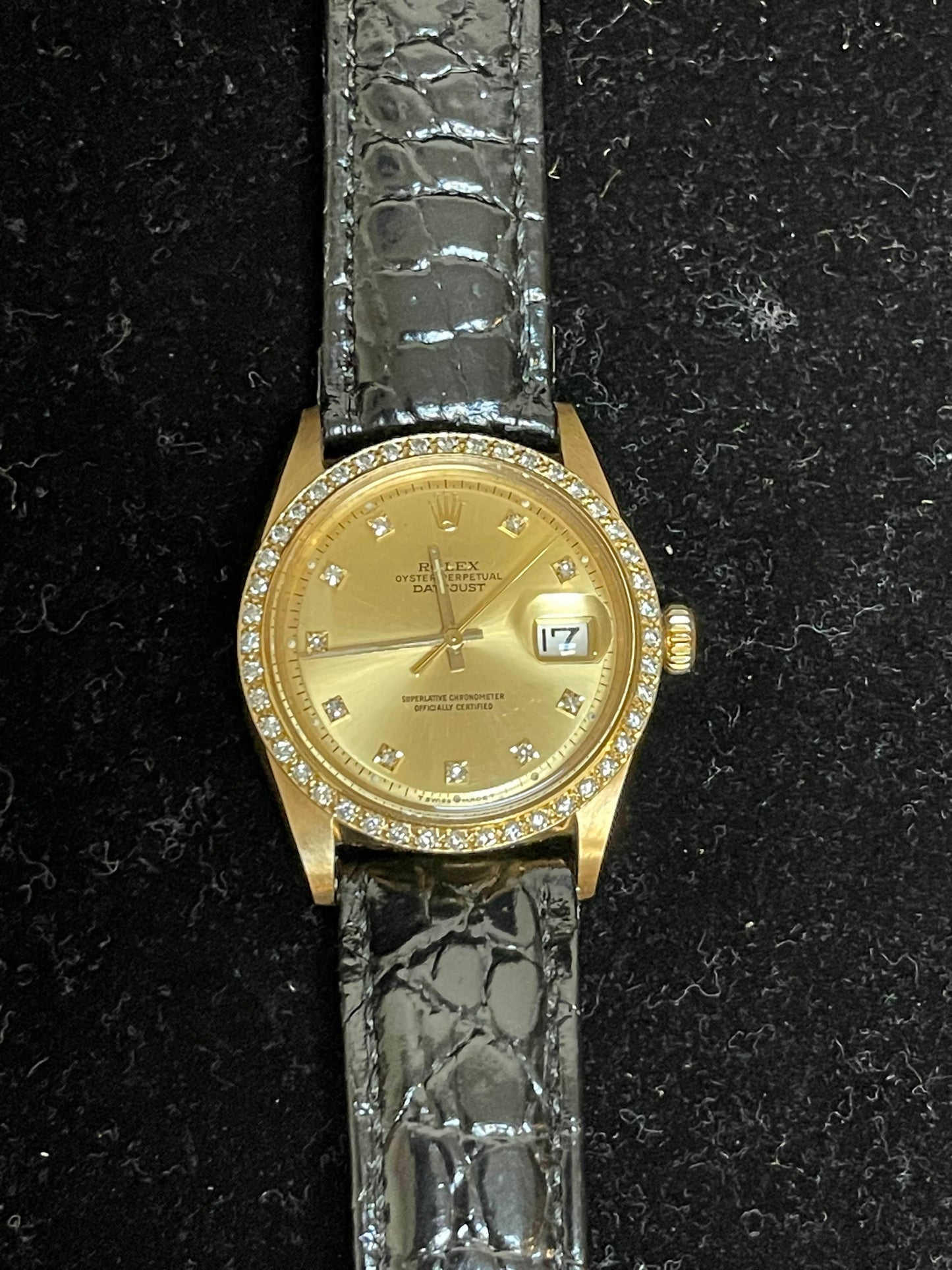 1966 Rolex Solid Gold 18kt Datejust 1601 Champagne Diamond Dial + Bezel 36mm