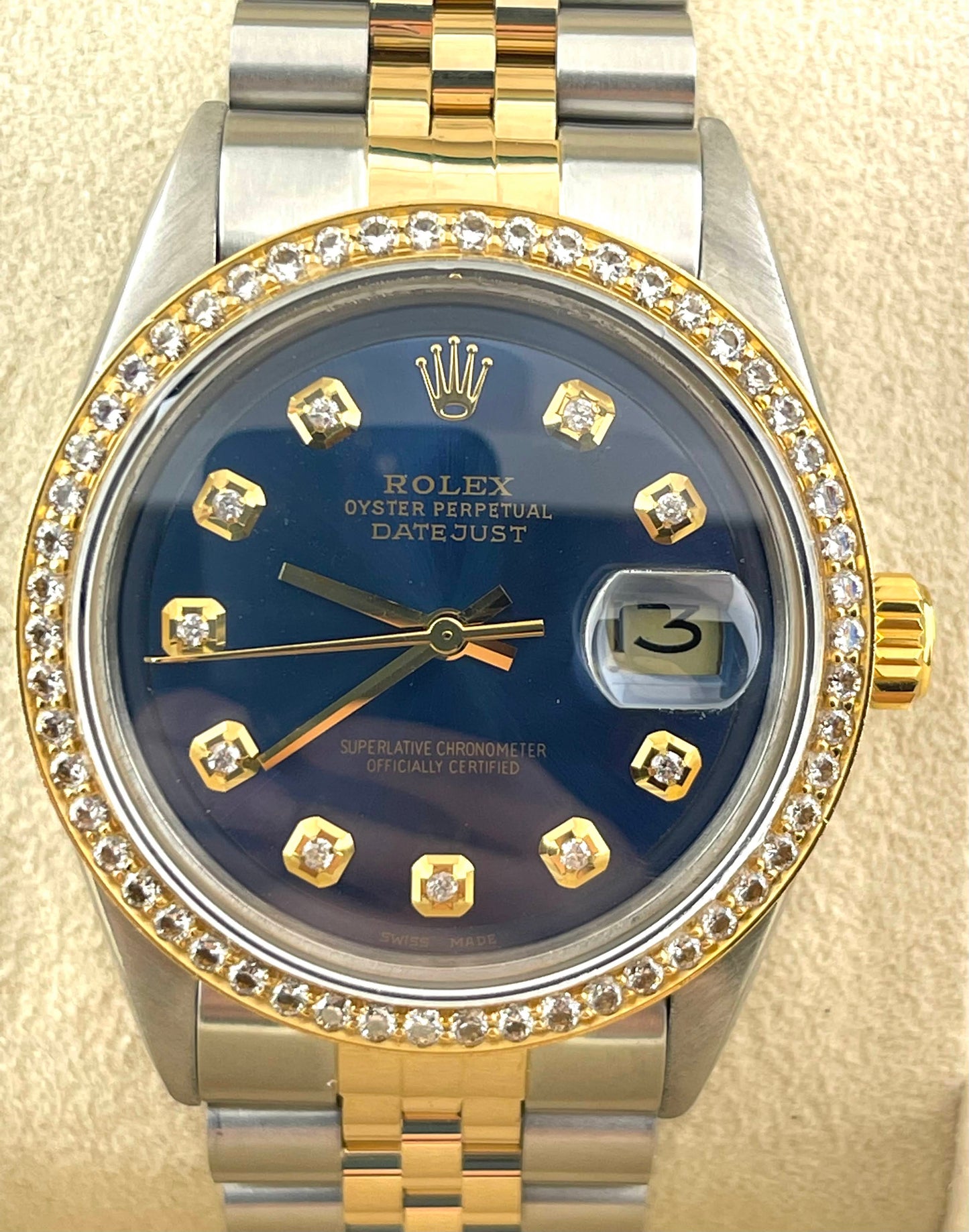 Rolex Datejust Custom Blue Diamond Dial + Bezel 36mm