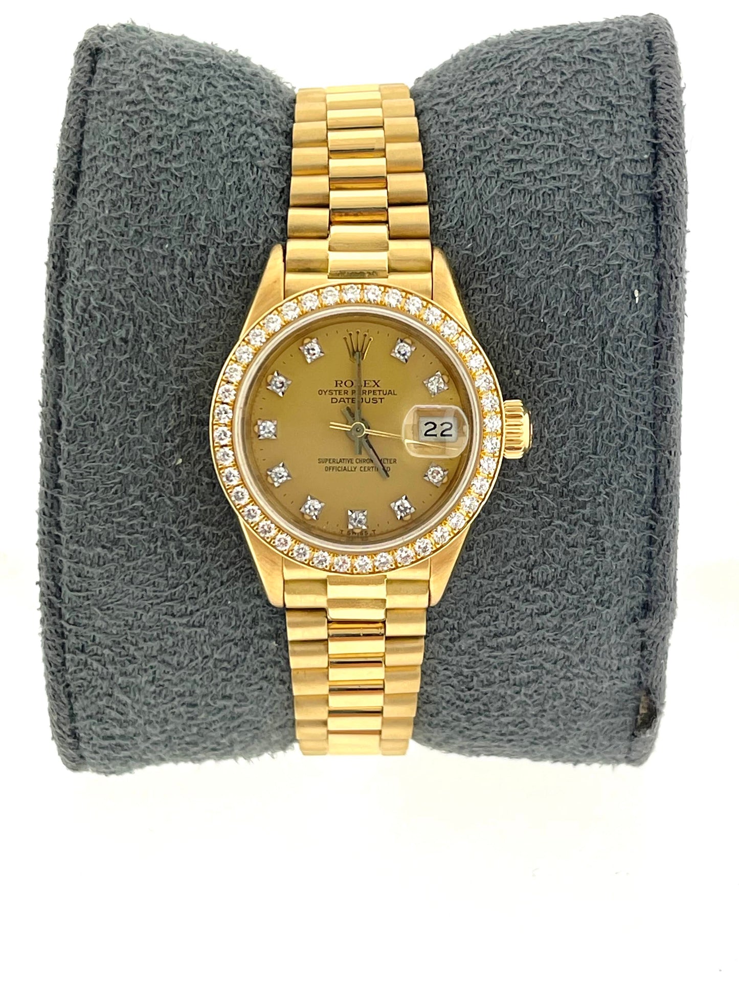 1984 Rolex Datejust Ladies President 69138 Champagne Diamond Dial No Papers 26mm